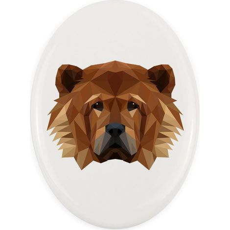 Chow Chow: un plato geométrico con una foto e inscripción de Art-Dog (1/4)