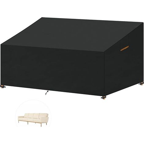 3-Sitzer-Gartenbank-Abdeckung 215 x 99 x 61/89 cm, wasserdicht, Gartensofa-Abdeckung, Oxford-Gewebe, winddicht, UV-beständig, mit Schnalle, Schwarz (1/5)