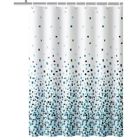 (Mosaikmuster – Blau, Einzelpackung) Duschvorhang, für Bad und Badezimmer, waschbar, schimmelhemmend und antibakteriell, 180 x 180 cm (71 x 71 Zoll), 100 % Polyester (1/4)