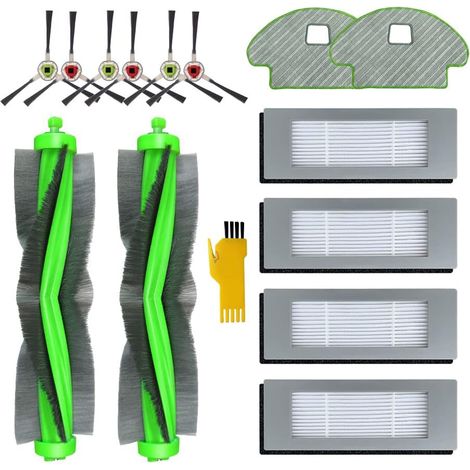 Accessoire pour aspirateur,Kit d'accessoires de Rechange pour Robot aspirateur iRobot Roomba Combo113 R113840 14 Paquets 2 brosses principales, 4 filtres, 6brosses latérales, 2 Chiffons de vadrouille (1/5)