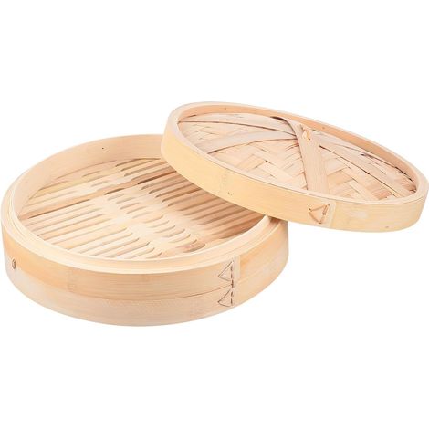 Panier vapeur moyen de 30 cm avec couvercle et poignée, cuiseur vapeur pour dim sum, ustensile de cuisine traditionnel (1/5)