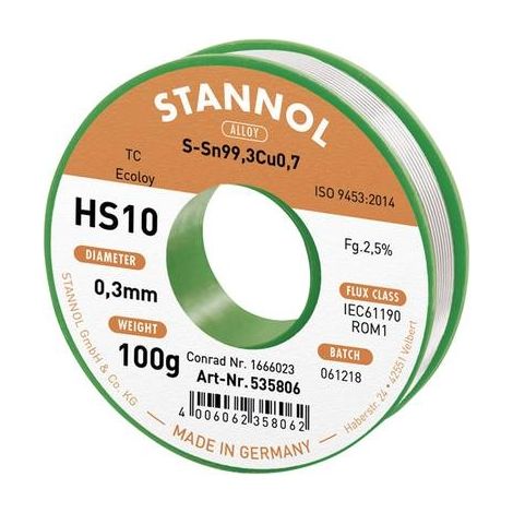 Stannol HS10 estaño para soldar bobina 100 g plata