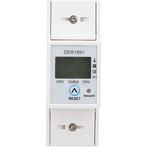 Compteur d'énergie électrique monophasé sur rail DIN, 50Hz, écran LCD rétroéclairé, 10(40) A (1/5)