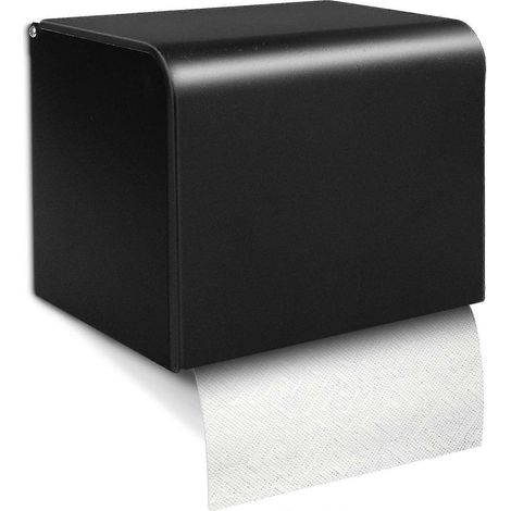Distributeur de papier toilette mural étanche et anti-poussière 2024, avec porte-rouleaux, noir mat (1/5)
