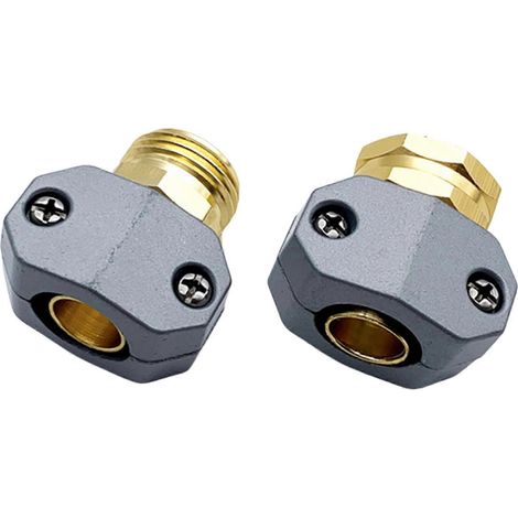 Kit de réparation pour tuyau d'arrosage (2 pièces) - Raccords et embouts compatibles avec les tuyaux de 3/4 et 5/8 pouces (1/5)