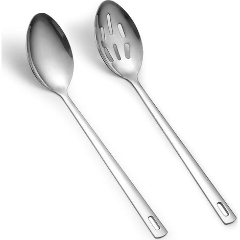 Ensemble de 2 cuillères de cuisine en acier inoxydable (1/5)