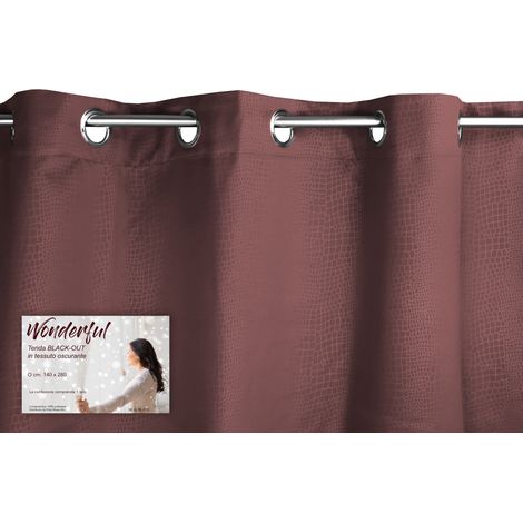 TENDA WONDERFUL in tinta unita MARRONE cm. 140X280 BLACK OUT confezionata (1/5)
