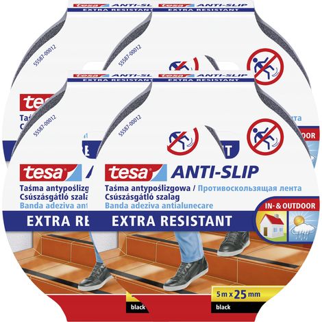 Cinta adhesiva protectora antideslizante TESA para escaleras, negra, 5 m x 25 mm x 4 (1/3)