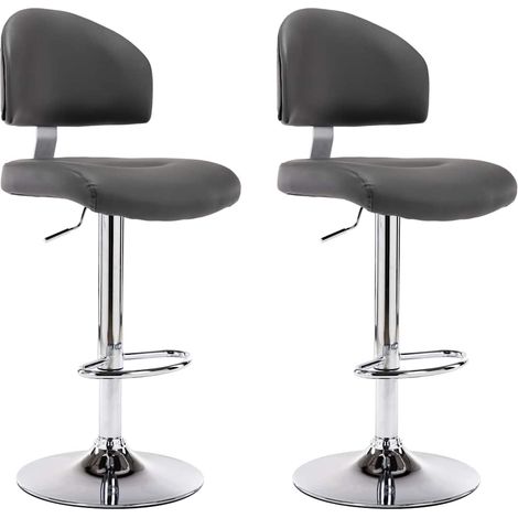vidaXL Taburetes de cocina 2 unidades cuero sintético gris (1/2)