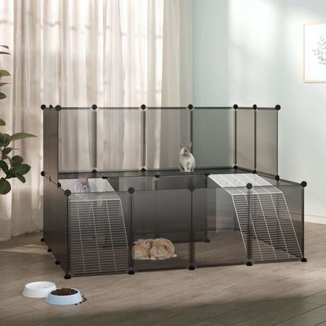 Petite cage pour animaux, noire, 143x107x93 cm, en PP et acier.