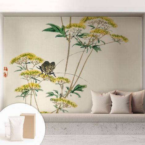 Tapete Vliestapete mit Kleber modern - Wanddeko für Küche - Klebefolie Wand - luxus Look Blumen der Natur 208x146 cm (1/5)
