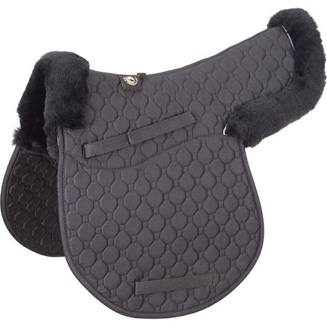 Lamb Skin GP/Jumping Half Lined Numnah Tapis de selle en peau d'agneau Noir (VSS) (1/5)
