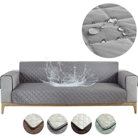 Wasserdichter Sofabezug, Sofabezug, Canape-Schutz mit Armlehnen (grau, 2-Sitzer) - Crezuo