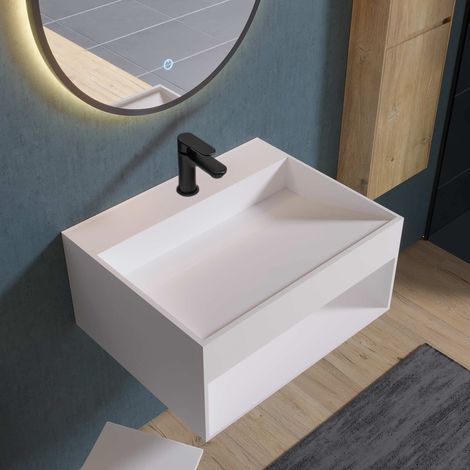 Stilform Wandwaschbecken 60x46x28 cm Mineralguss mit Ablagefach Weiß matt (1/5)