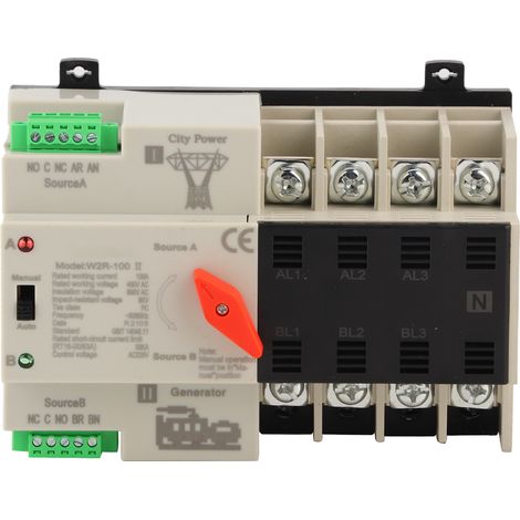 Commutateur de transfert automatique biphasé W2R-100 4P 100A pour alimentation de secours (1/5)