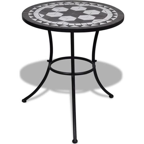 Petite table à manger noire et blanche, 60 cm, mosaïque (1/5)