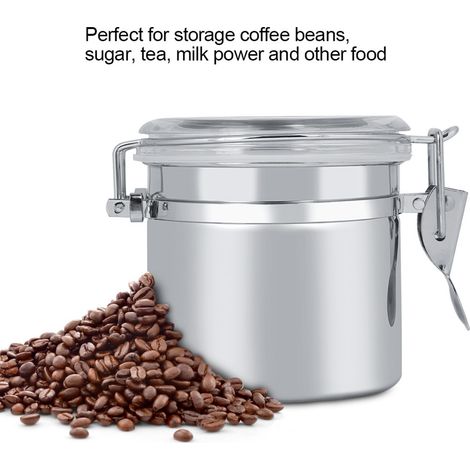 Boîte de rangement alimentaire en acier inoxydable, bocal hermétique pour café, thé, sucre et lait en poudre (13x11cm) (1/3)
