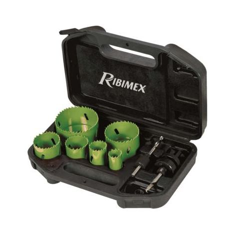 Ribimex – Lot de 6 scies cloches acier 22/29/38/44/57/67 mm – Pour perçage bois, placoplâtre et aluminium – Emmanchement 6 pans – Malette de rangement incluse (1/5)
