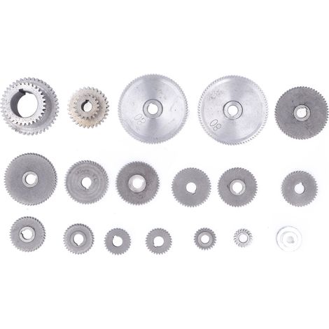 Ensemble de 18 pièces d'engrenages métalliques interchangeables pour machines à découper les tours, comprenant une poulie de moteur, en fonte grise HT250. (1/5)