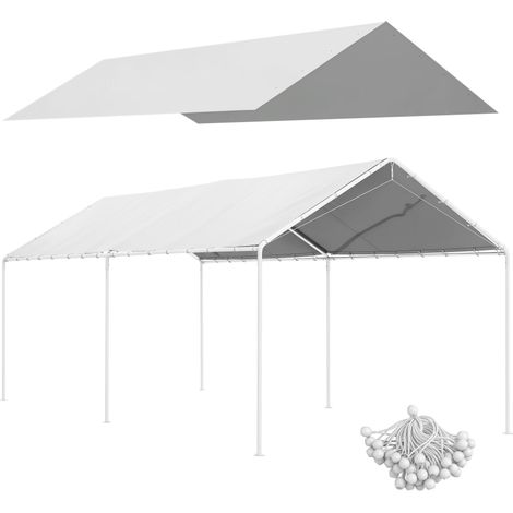 Bâche de remplacement blanche anti-UV pour abri de voiture 6x3m avec tendeurs élastiques, adapté pour l'extérieur (1/5)