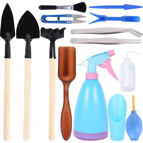 Set mit 14 robusten Gartengeräten – Mini-Handwerkzeuge für den Garten – Geschenkidee für Gartenliebhaber