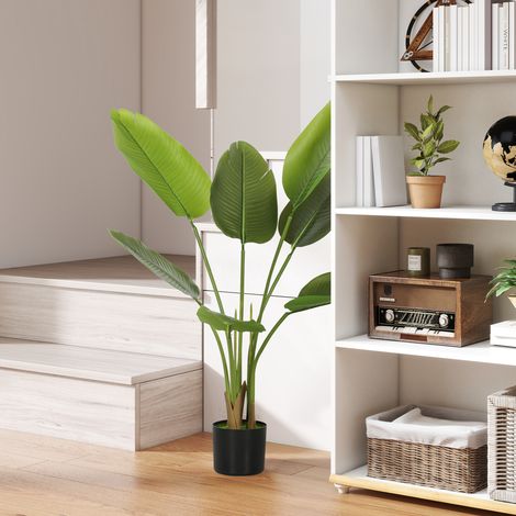 Bananier artificiel décoratif 109 cm vert avec pot et feuilles pour un intérieur