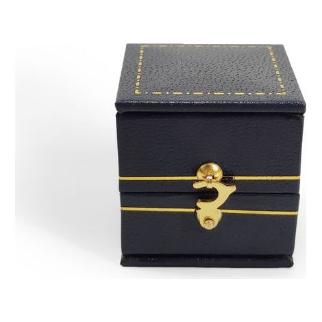 Caja para anillos vintage, organizador de exhibición de joyas, caja de salida de cuero sintético (azul) (1/5)