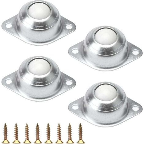 Set of 4 wheels to support your furniture, wheels to support your furniture, wheels for your furniture, wheels for baggage and transport, mounting on your seat to roll, silver (1/4)