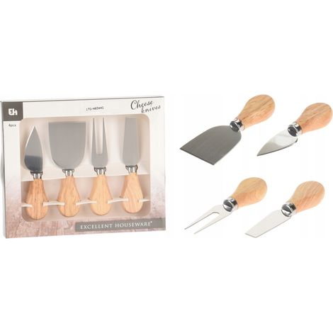 Ensemble de couteaux en acier pour fromage et amuse-gueules, 4 pièces