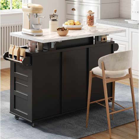 Mueble cocina extensible con LED y ruedas almacenaje OKMYHOME (1/5)