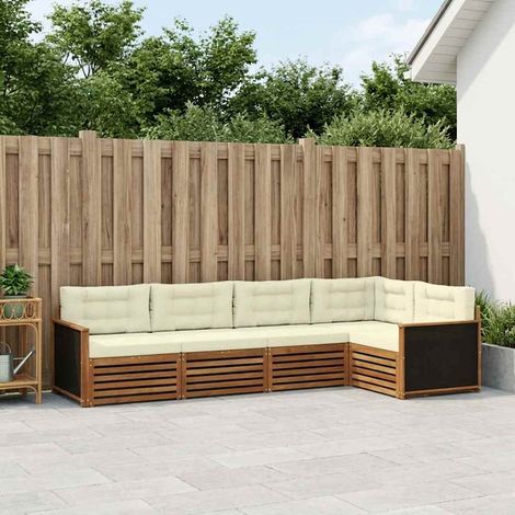 vidaXL Outdoor-Sofagarnitur 5 pcs Natur und Creme 323 x 164,5 x 73 cm (1/5)