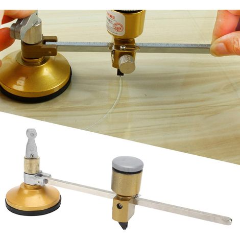 Cortador de vidrio circular profesional, cortador de vidrio circular para acristalamiento, 400 mm, compás ajustable, cortador circular de vidrio con ventosa para el hogar. (1/5)