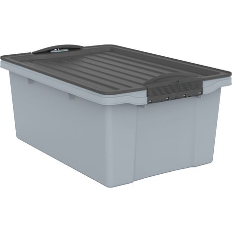 Rotho Aufbewahrungsbox Compact mit Deckel 39,5 x 27,5 cm 13 L misty blau
