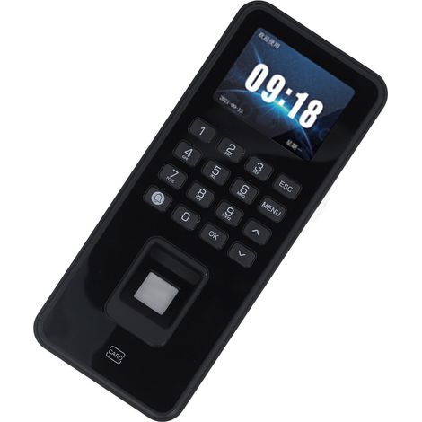 Pointeuse électronique pour employés, avec lecteur d'empreintes digitales, carte d'identification et mot de passe, écran 2,4 pouces et instructions vocales, pour bureaux. (1/5)