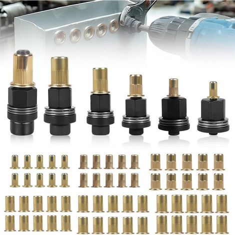 Lot de 6 pinces à insert fileté metal, Metal Ecrou a Sertir pour M3 M4 M5 M6 M8 M10 avec 60 écrous Écrous Riveteuse manuelle (1/5)