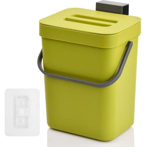 [JAMAIS UTILISÉ]Poubelle À Compost pour Cuisine, 5 L Poubelle de Comptoir avec Couvercle, Poubelle À Compost De Cuisine, Poubelle Compost Cuisine pour Poubelle, Composteur, Cuisine, Intérieur (Vert) (1/4)