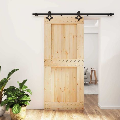 vidaXL Porta scorrevole Naturale e Nero 90 x 210 cm