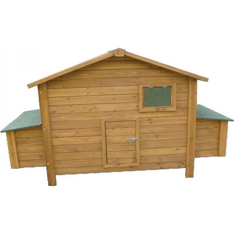 Gallinero de madera Berlin  191x89x110 cm  Caseta de madera con nido elevado y puerta lateral  Resistente  Duradero