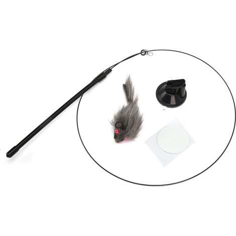 Baguette à plumes interactive et amusante pour chat avec ventouse pour chats et rats gris (1/5)