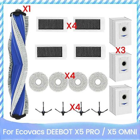Lot de 16 pièces de rechange pour aspirateur ECOVACS DEEBOT X5 PRO / X5 Pro OMNI : chiffon de nettoyage et filtre HEPA (1/5)