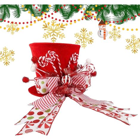 Cime d'arbre De Noël - Décorations De Noël avec Chapeau Étoile Et Nœuds (1/5)
