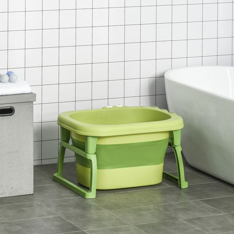 Vaschetta da bagno pieghevole HOMCOM per bambini, vasca portatile con piedini antiscivolo, 75,3x55,4x43 cm, verde