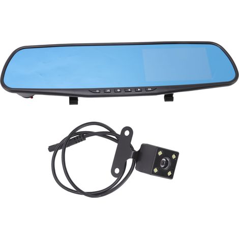 Caméra de voiture 4,3 pouces avec miroir, enregistrement 1080p, détecteur de chocs et surveillance parking. (1/5)