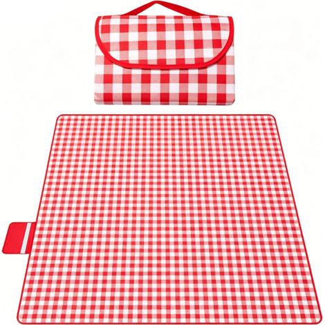 Nappe Pique Nique 200 200CM Grande,Couverture Pique Nique Rouge Pliable avec Poignée,Tapis Pique Nique Lavable en Machine pour la Randonnée Voyage Camping en Plein Air,Parc,Jardin,Plage,Camping (1/5)