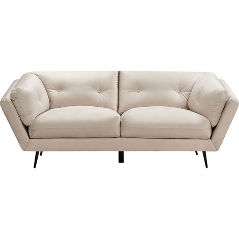 Sofa 3 Seater LENVIK Velvet Beige