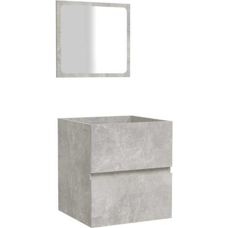 Mobile da Bagno  Armadio da Bagno con Specchio Grigio Cemento Legno Multistrato (1/5)