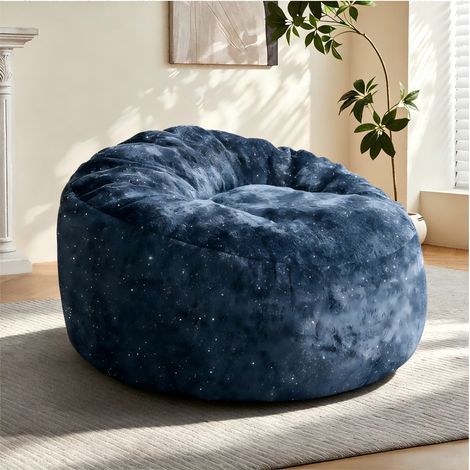 Canapé 1 place confortable - Fauteuil pouf géant - Tissu peluche étoilé - Avec soutien dorsal complet - Design moderne - Pour salon chambre (1/5)