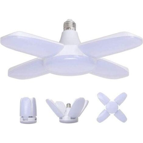 Lampe Garage E27 60W, Blanc Froid 6500K 6800Lm Lampe Atelier Déformable avec 4 Panneaux Ajustables, Éclairage Plafond LED, pour Garages, Entrepôts, Gymnases (1/5)