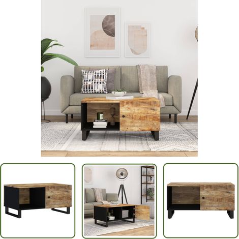 The Living Store Table basse 80x50x40 cm Bois de manguier solide et d'ingénierie - Table Basse - Meuble TV - Table D'appoint - Table En Bois - Mobilier Salle Séjour (1/5)