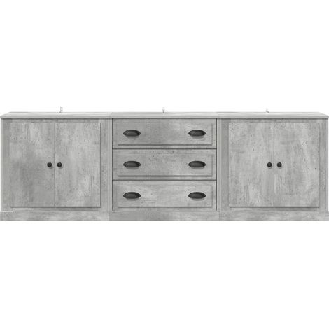 Maison Exclusive - Credenze 3 pz Grigio Cemento in Legno Multistrato (1/5)